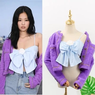 Áo croptop hai dây nơ bản to Jennie