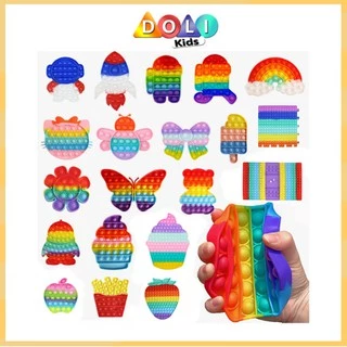 Pop it đồ chơi xả stress, pop it fidget toy bóp tay độc đáo nhiều màu hot nhất 2021 Doli Kids