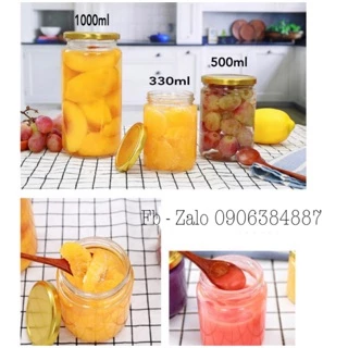 Hũ Thủy Tinh Tròn Nắp Thiếc 500ml 1000ml