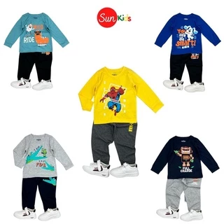 Bộ thu đông bé trai, đồ bộ cho bé trai, chất cotton mềm mát, nhiều màu, size 2-7 - SUNKIDS