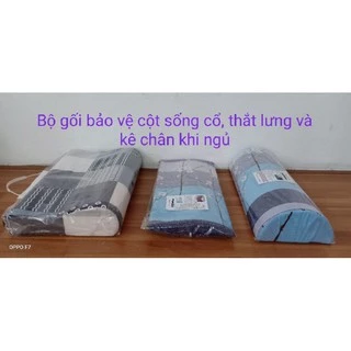 Bộ gối ngủ bảo vệ cột sống cổ,gối kê thắt lưng và gối kê chân cho người đau lưng