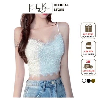 A04 Áo Bra Nữ KATHY BRA Hai Dây Kiểu Dáng Croptop Chất Ren Co Dãn Tốt Có Mút Không Gọng Mix Đồ Siêu Xinh