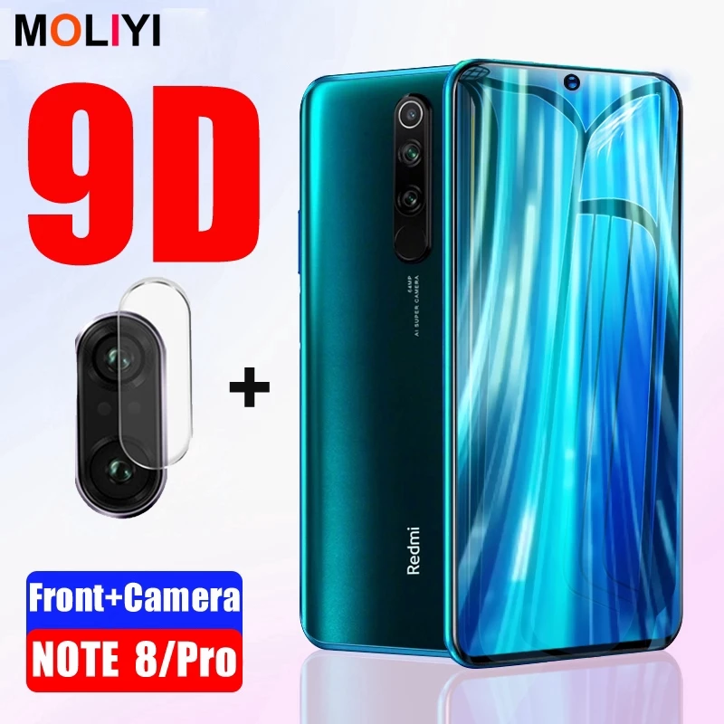 Kính cường lực toàn màn hình 9D + kính phủ ống kính sau cho Redmi Note 8/Note 8 Pro