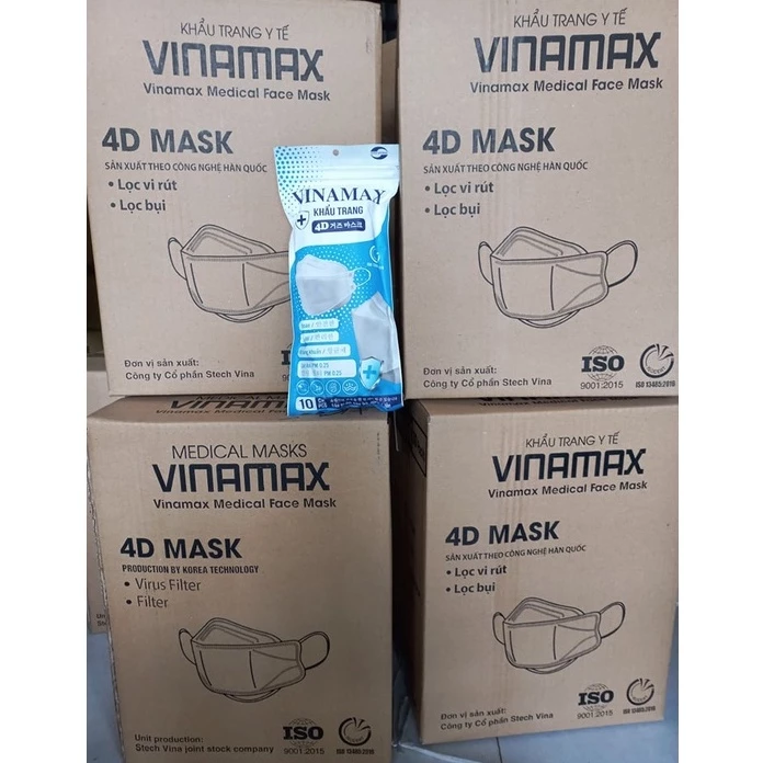 SỈ THÙNG 300 CAI khẩu trang KF94 VINAMAX 4D Hàn Quốc