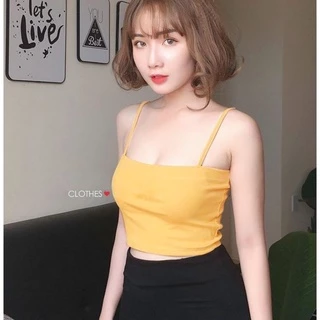 Áo Hai Dây Nữ CROPTOP , Áo Hai Dây Sợ Bún , Thun Cotton Có Giãn 4 Chiều