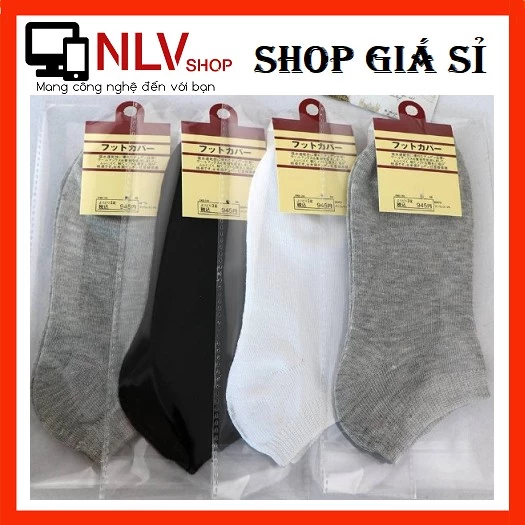 Combo 10 Tất Vớ Trơn Cổ Ngắn Nam Nữ (Trắng - Đen - Xám)