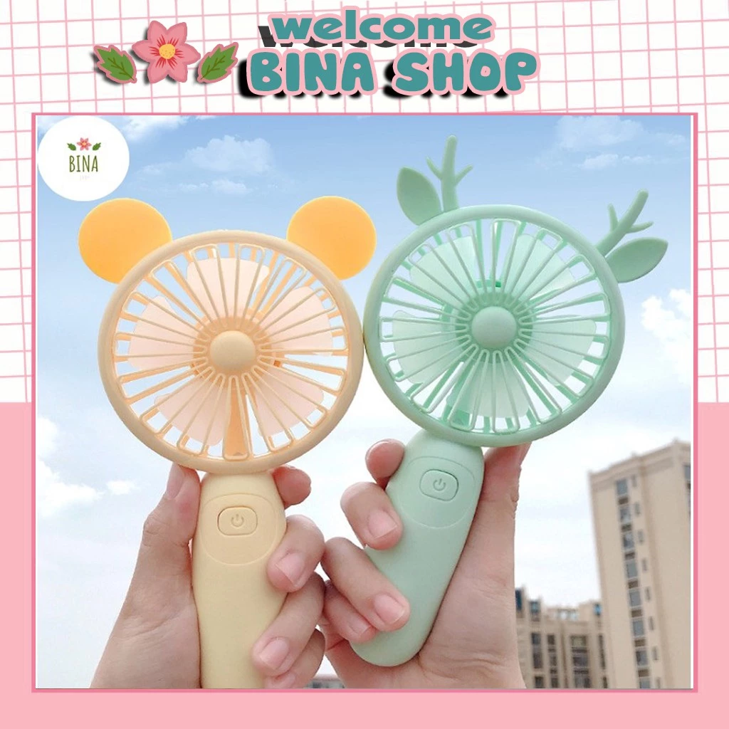 Quạt mini cầm tay 5 Cánh chính hãng DianDi Hình thú dễ thương pin sạc - BinaShop