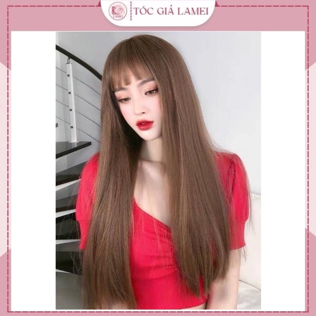 Tóc Giả Nữ Nguyên Đầu Thẳng Dài Chất Liệu Mềm Mượt Tự Nhiên Dễ Sử Dụng Kèm Ảnh Thật Ms8037