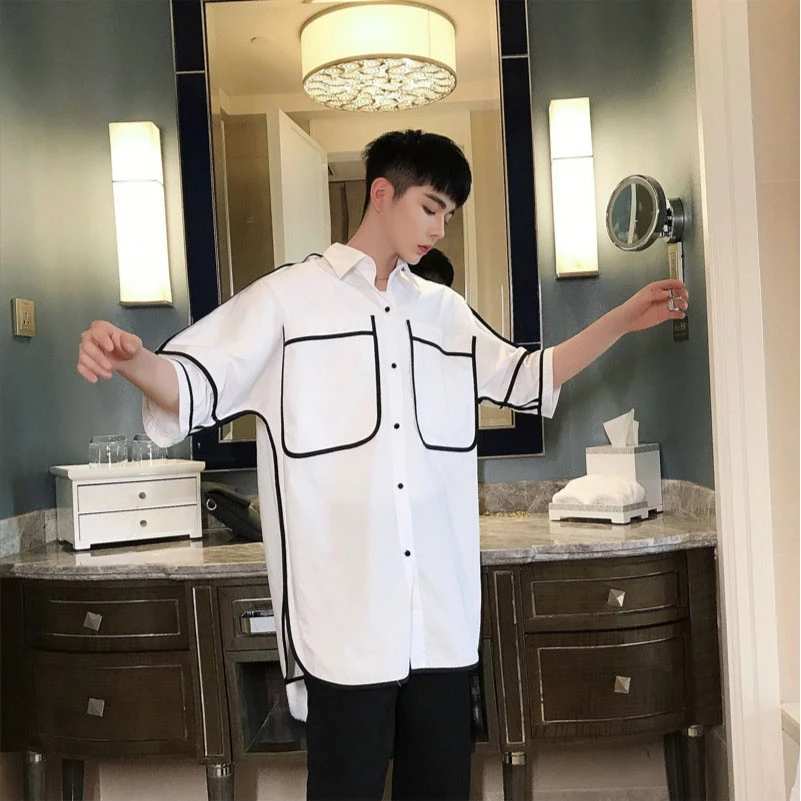 Áo Sơ Mi Ulzzang Túi Viền Nam Nữ 50-100KG | Sơ Mi Unisex Form Rộng Phong Cách Hàn Quốc