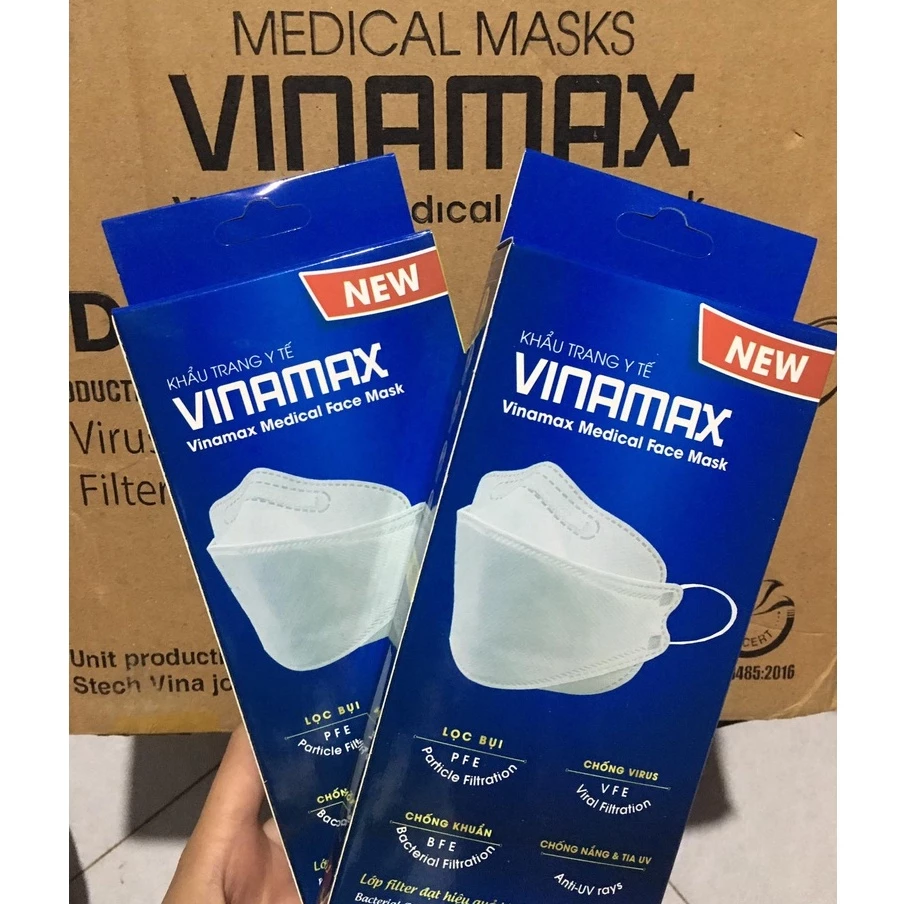 Mẫu Mới-Hộp 10 cái khẩu trang kf94 VINAMAX 4d Hàng Quốc
