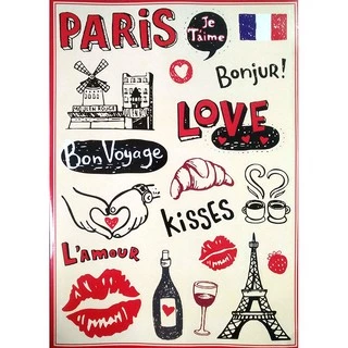 Tấm sticker dán chủ đề PARIS ( kích thước 27cm x 37cm )