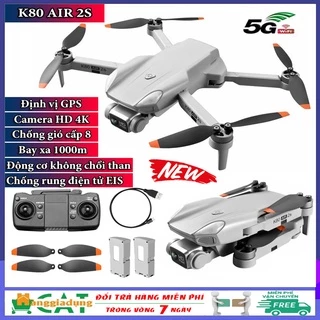 Flycam K80 AIR 2S, flycam giá rẻ, máy bay điều khiển từ xa động cơ không chổi than, GPS, Pin 3000mAh, chống gió cấp 8