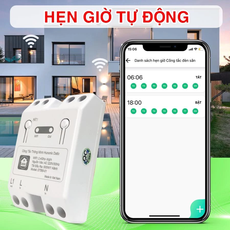 [Chính hãng] công tắc thông minh Wifi Hunonic Datic điều khiển từ xa