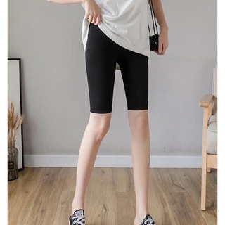 Quần legging ngố lưng thun hai chiều siêu co dãn màu đen CRQ013