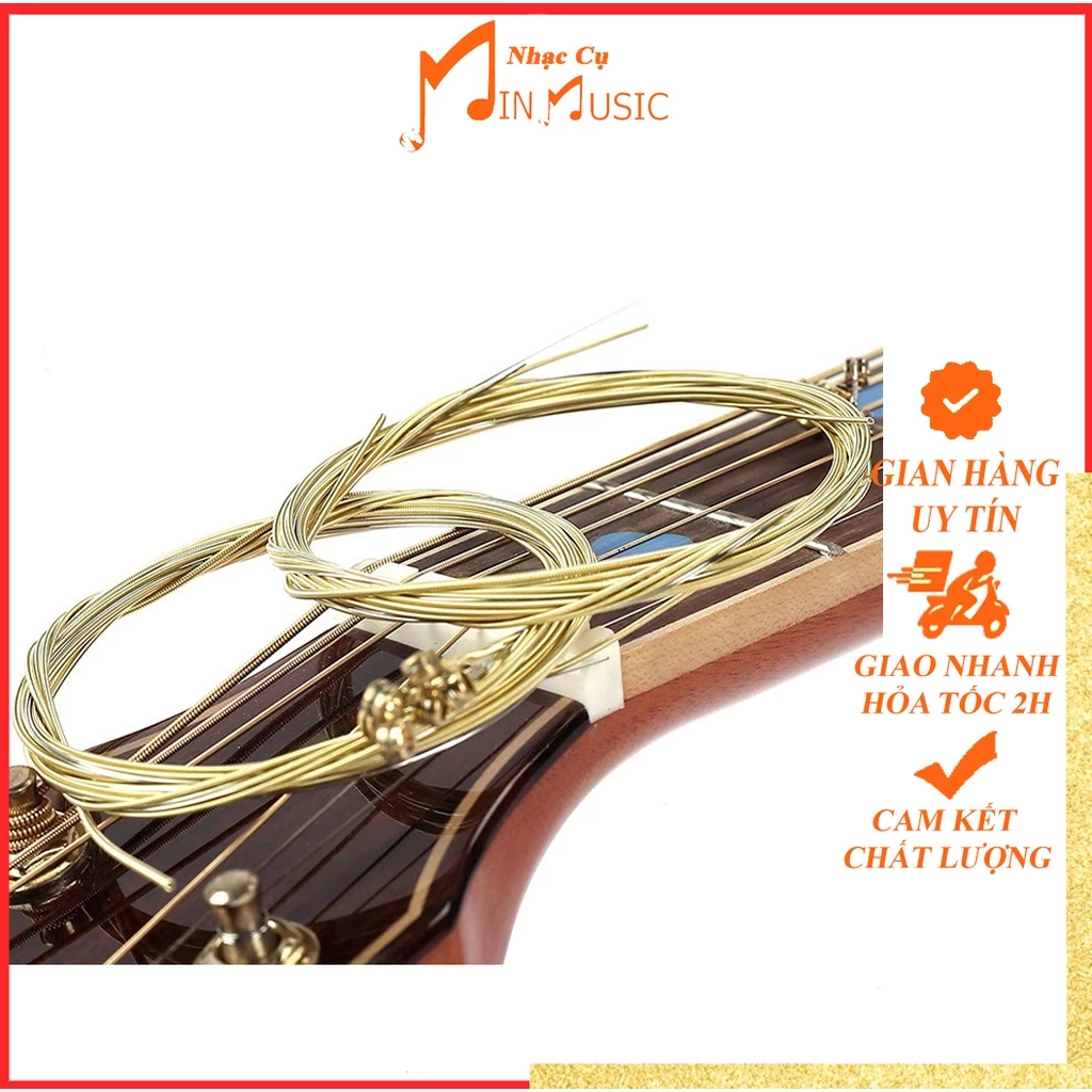 Dây đàn guitar acoustic I Dây Đàn Guitar Kim Loại Size Chuẩn Cho Đàn Guitar Size 11 Dây Bền Chất Lượng Bộ 6 Dây