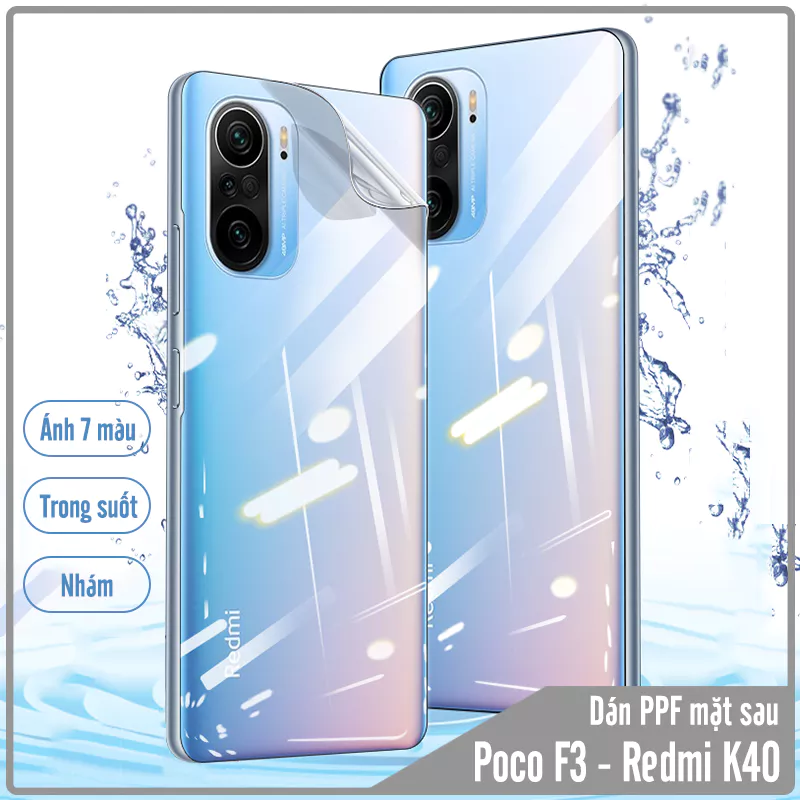 Miếng Dán PPF mặt sau cho Xiaomi Poco F3 - Redmi K40, Trong suốt / Ánh 7 màu / Nhám