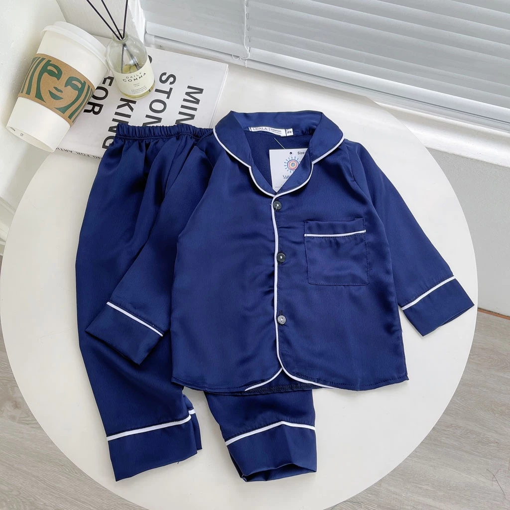 Bộ Pijama lụa dài tay cho bé Lila Kids , Bộ Đồ Ngủ Cho bé Chất lụa mặc đi ngủ hay đi chơi đều xinh từ 6-28kg