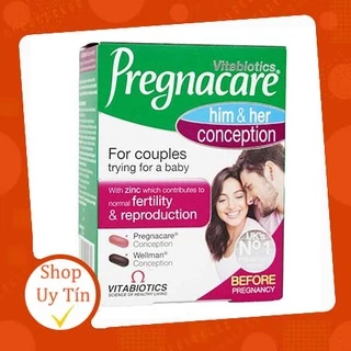 Viên uống tăng khả năng thụ thai cho nam nữ Pregnacare Him and Her Conception hộp 60 viên, Hàng Chuẩn UK