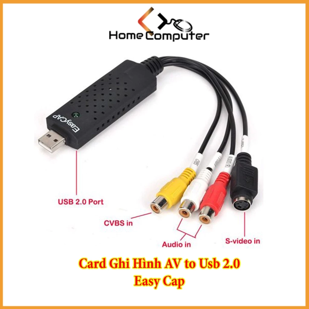 Cáp Ghi Hình - Cáp USB Easycap 2.0 Ghi Video Từ Camera, Tivi Vào Máy Tính