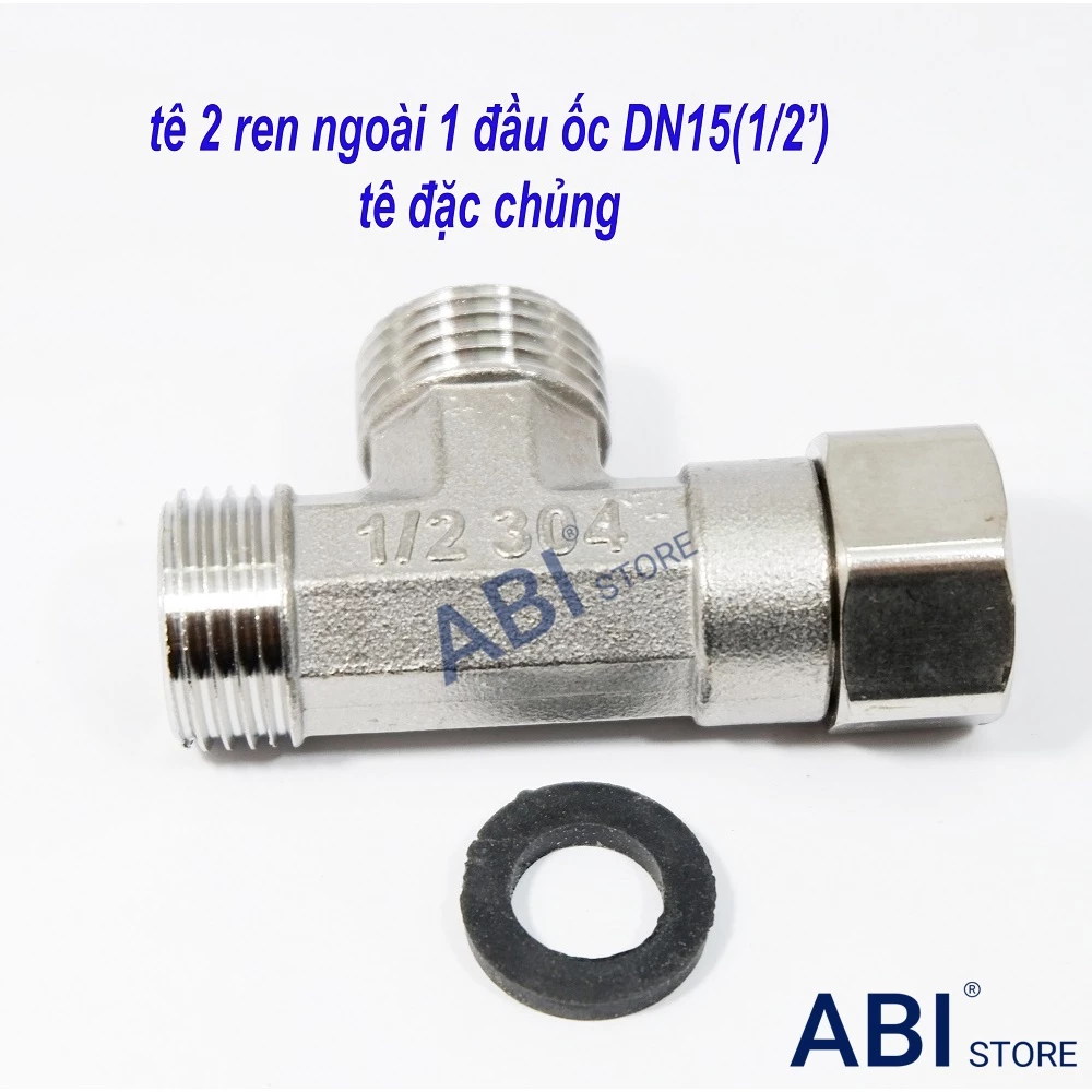 TÊ CHIA NƯỚC BỒN CẦU 2 REN NGOÀI 1 ĐẦU ỐC INOX, TÊ CHIA CẦU ( T CẦU )
