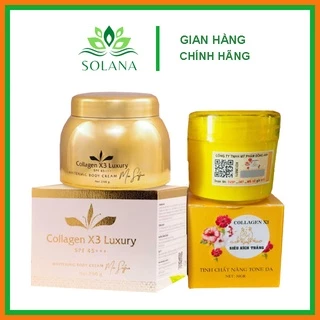 [Chính hãng] Combo Kem Body Collagen X3 Luxury và Kích trắng Colagen X3 SOLANA