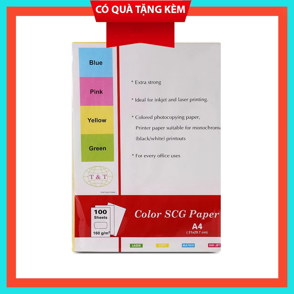 Giấy bìa cứng A4 nhiều màu T&T