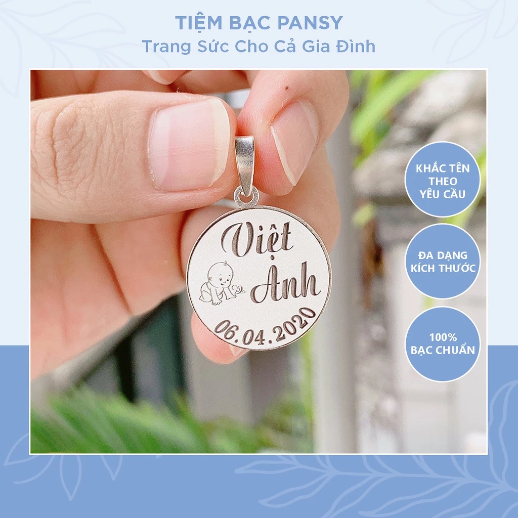 Dây chuyền bạc cho bé khắc tên theo yêu cầu - Vòng cổ bạc ta khắc chữ bé gái, trai