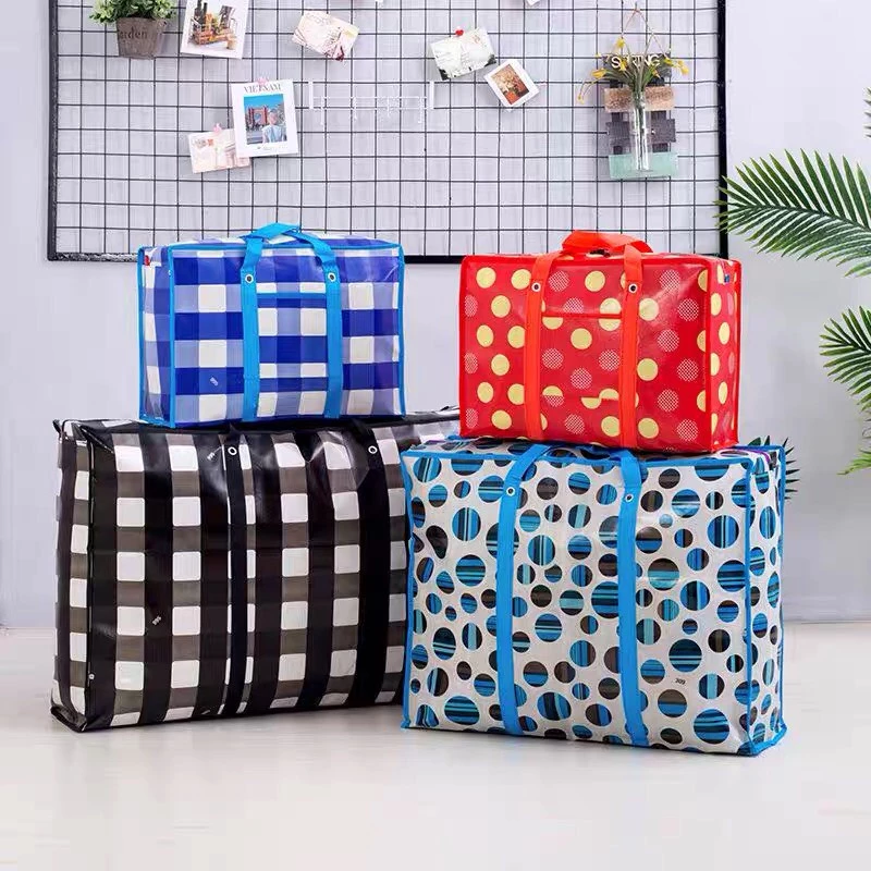 Túi Đựng Quần Áo Chăn Màn Cỡ Lớn 80cm Chất Liệu Bạt Dứa Đựng Chăn Mền Đồ Lót Có Quai Xách Khóa Kéo Tiện Lợi Siêu Bền