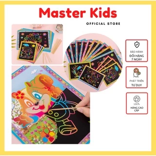 Tranh cạo ma thuật, tranh xước nhiều màu sắc dành cho trẻ em, tranh giấy DIY Master kids