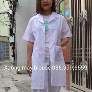 [GIÁ SỈ] Áo blouse trắng thực tập - Áo choàng có cầu vai nam nữ cộc tay