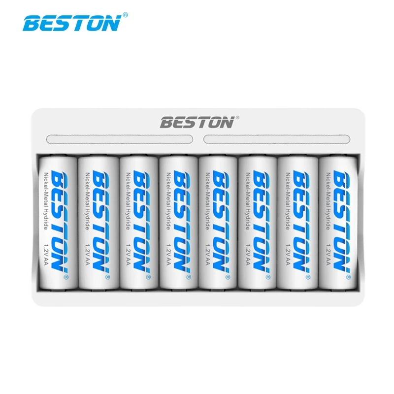 Bộ Sạc 8 pin AA AAA Beston C9010 cho pin sạc công suất lớn, có tính năng sạc nhanh, đèn báo thông mình dùng cho micro..