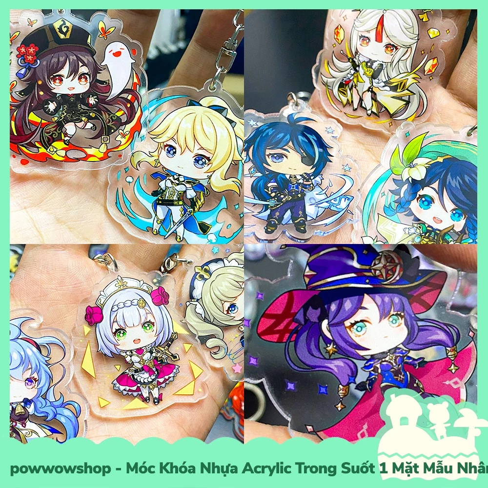 [Sẵn VN - Hỏa Tốc] Móc Khóa Nhựa Acrylic 1 Mặt Trong Suốt Mẫu Nhân Vật Game Genshin Impact Cute Chibi Magic