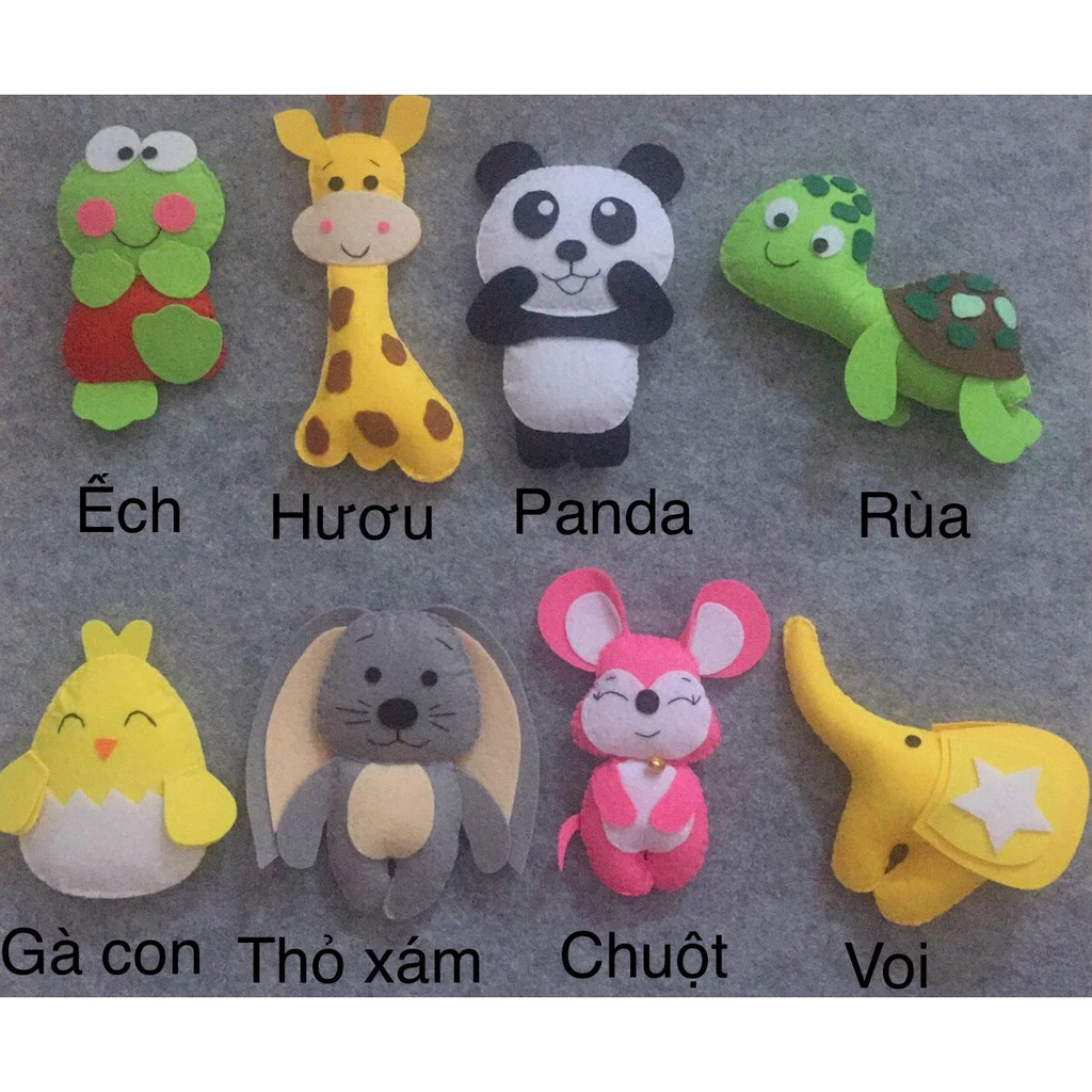 Con vật handmade vải nỉ treo nôi gắn cũi 29k