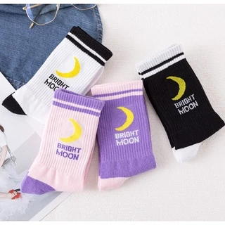 Vớ Tất cổ cao Unisex chữ BRIGHT MOON phong cách thể thao, năng động.