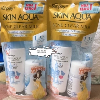 { Mua 1 tặng 1}Sunplay Skin Aqua Clear White SPF50+, PA++++: Sữa chống nắng dưỡng da trắng mịn 25g