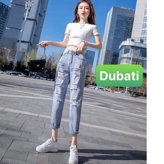 QUẦN JEAN BAGGY NỮ CHẤT BÒ LƯNG CAO NÂNG MÔNG XANH RÁCH ĐÙI PHONG CÁCH SÀNH ĐIỆU- DB 3081-DUBATI FASHION