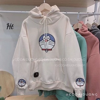 áo hoodie nỉ mũ in mèo doremon