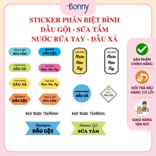 STICKER dán, nhãn dán, tem dán phân biệt tên bình đựng sữa tắm, dầu gội,... chất liệu nhựa PVC chống thấm nước tuyệt đối