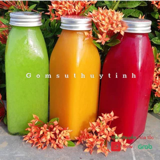 Chai thủy tinh / bình thủy tinh nắp thiếc 350ml, chai vuông 350ml