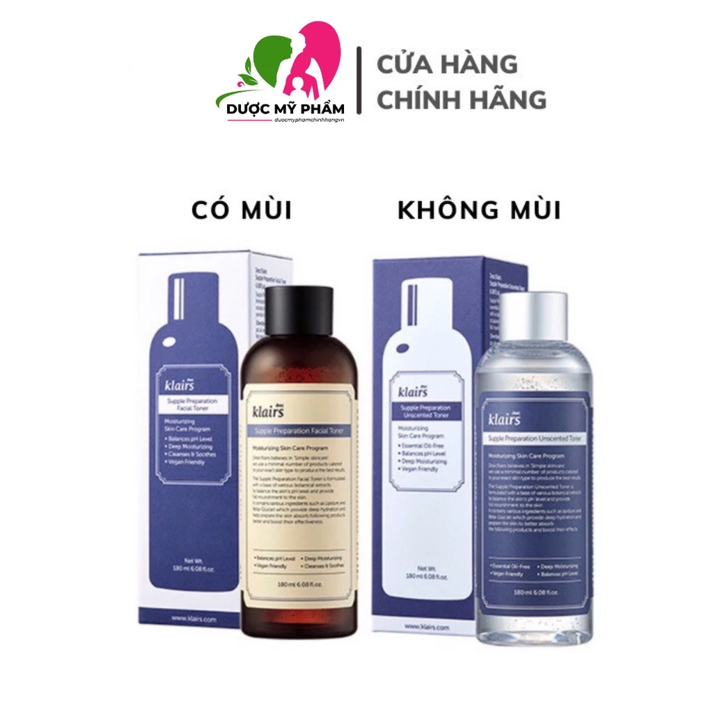 Toner Klairs Supple Preparation Unscented - Nước Hoa Hồng Klairs Không Mùi Dưỡng Ẩm 180ml