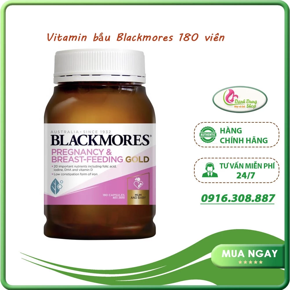 [Mã 99FMCG giảm 7% đơn từ 500K] Vitamin tổng hợp Bà Bầu Blackmores Pregnancy And Breast-Feeding Gold - 180 Viên date xa