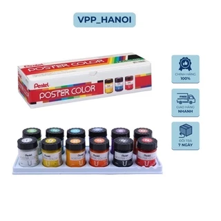 Màu Poster Color Pentel 12 màu màu nước Pentel 12 màu WPU2-12 - Màu POSTER Pentel lọ thuỷ tinh Vpp Hà Nội ( mua 1 sản ph