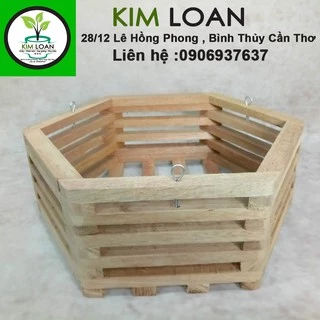 Combo 2 chậu lan gỗ lục giác 32x13cm