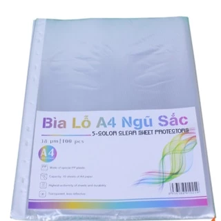 Bìa lỗ - File lỗ ngũ sắc A4 460gr (100 tờ)