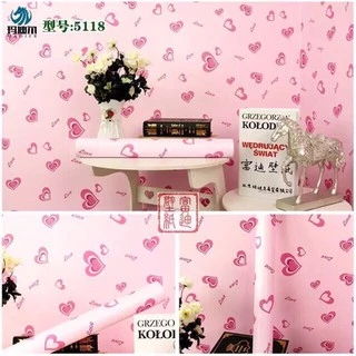 Cuộn 5M PVC giấy dán tường (có sẵn keo dán) - TRÁI TIM CÓ CHỮ LOVE KT246