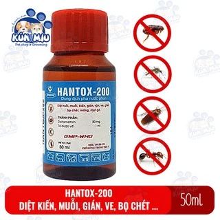 Dung dịch Hantox 200 diệt ruồi, muỗi, kiến, gián, rận, ve, ghẻ, bọ chét, mòng, mạt gà