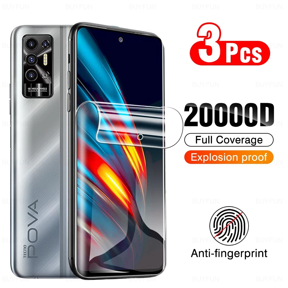 Bộ 3 Miếng Dán Hydrogel Bảo Vệ Màn Hình Cho Tecno Pova2 Pova 2 Spark 7 7Pro Go 2020 Spark6 Go 6Go Spark7 LE7