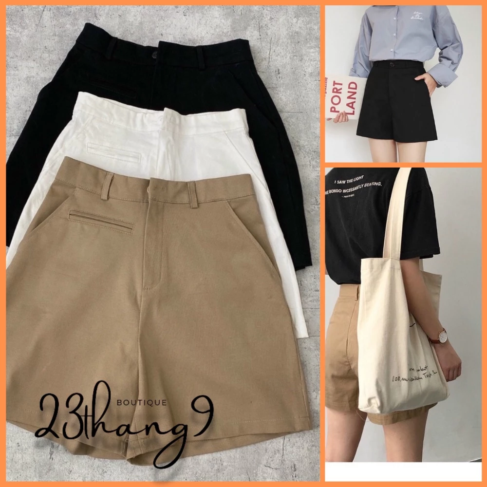 Quần short nữ quần kaki nữ ống rộng lưng cao cạp cao ôm lưng dáng chữ a phong cách hàn quốc đi chơi công sở 508