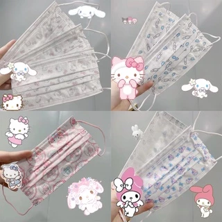 Bộ 10 Mặt Nạ 3 Lớp Hình Sanrio Hello Kitty Kuromi Cinnamoroll My Melody Disney Shellie May My Melody Dành Cho Nam Nữ