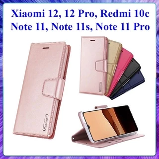 Bao da dạng ví Xiaomi 12, 12 Pro, Note 11, Note 11s, Note 11 Pro 5G, Redmi 10C hiệu Hanman, ngăn đựng thẻ tiền tiện lợi